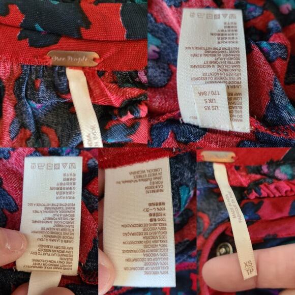 Free People Love Letter Tunic Mini Dress XS Sheer Balloon Sleeves Lace Boho Red - Picture 10 of 11